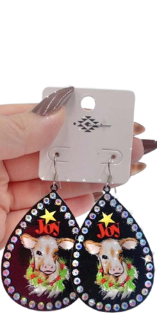 Joy Cow black teardrop earrings