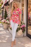 S, M, 3X Floral Baby Doll Top With Rick Rack Detail Trim
