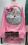 Sequin Santa patch pink long sleeve top