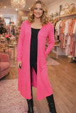 S/M : Hot Pink duster cardigan with pockets
