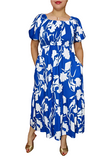 Top Seller Blue & White Smocked Maxi Dress