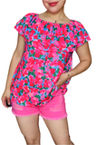 Pink Floral On or Off The Shoulder Long Top
