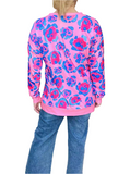 Pink & Blue Leopard Long Sleeve Top