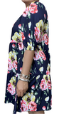 Storage. Navy Floral Tiered Dress