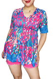 Blue & Pink Spotted Baby Doll Top