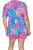 Blue & Pink Spotted Baby Doll Top