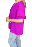 2X. Purple Long Top with Crochet Sleeves