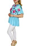 Turquoise Floral Baby Doll Top