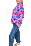 Pink & Blue Leopard Long Sleeve Top