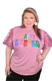 HAPPY EASTER Pink Sequin top