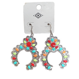 Colorful Inlay silver squash blossom earrings