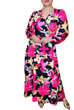 Floral Maxi Wrap Around Dress with Tie Belt