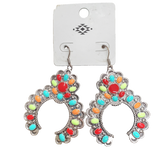 Colorful Inlay silver squash blossom earrings