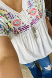 White light weight top with Embroidery