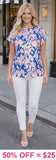 Blush & Blue floral top with cap sleeves