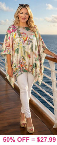 Tropical Bird Design Poncho Top