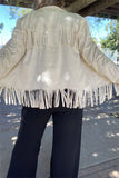 2X, 3X : Ivory suede fringe jacket turquoise buttons