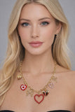 Gold Charm necklace with hearts and bows