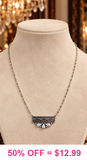Silver Western pendant with bling on silver chain necklace