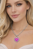 Fuchsia Heart gem stone necklace