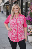 Pink & White Design Printed Top