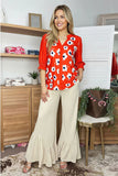 Orange Blouse with Flower print
