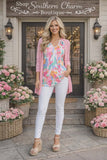 Pastel top with flutter short sleeves