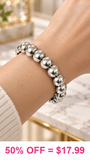Big Silver Studded stretch bracelet