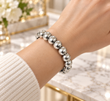 Big Silver Studded stretch bracelet