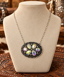 Bling oval concho pendant necklace