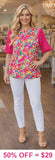 Colorful Top With Pink Sleeves