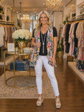 White Leopard Vest with Neon Flowers