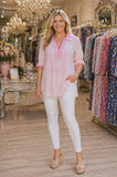 Pink and White stripe blouse