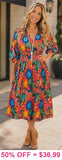 Floral Midi Dress V-Neck