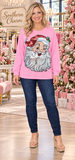Sequin Santa patch pink long sleeve top