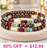 Copper Navajo, multi bead bracelet 3 pc set