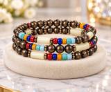 Copper Navajo, multi bead bracelet 3 pc set