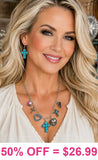 Turquoise cross charm necklace set