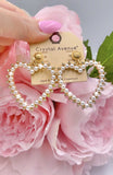 Gold, Pearl, Bling heart earrings