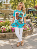 Turquoise & Leopard, Cactus Graphic Tee