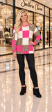 Leopard & Pink Checkered long sleeve top
