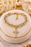 Silver and Gold bracelet with bling cross charm