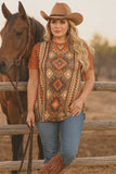 Rust Tribal print short sleeve top
