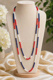 Red, White & Blue Crystal Beaded 60" Layering Necklace
