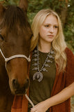 Burnish Silver Color Fashion Squash Blossom Necklace Set