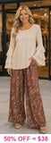 Brown bandana paisley pants