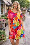 Colorful Floral short sleeve dress