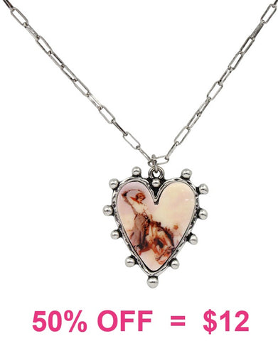 Cream Cowgirl heart necklace