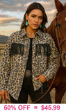 Leopard jacket with bling fringe