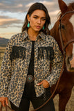 Leopard jacket with bling fringe